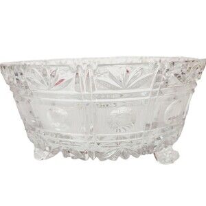 Royal Kendall Cambridge Crystal Lead Serving Bowl Candy Dish 9in Footed Sawtooth